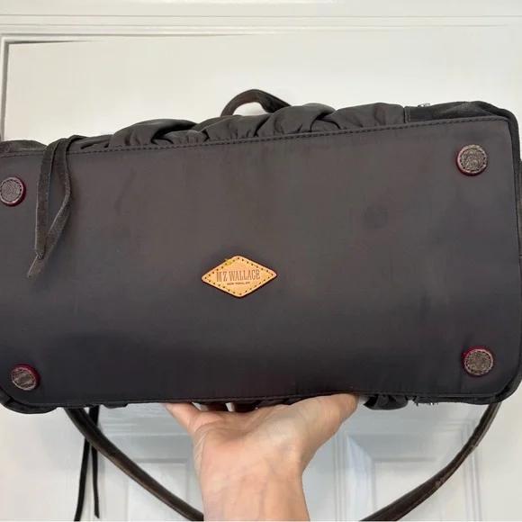 ✨MZ WALLACE Josie Bedford Nylon Grey Satchel/Large Bag Suede & Leather Trim